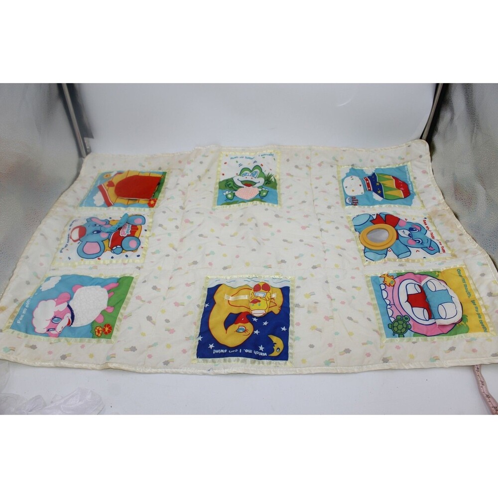 Vintage Softeroo Play Book Animals Baby Blanket Elephant Activity Toy HTF 27x39"